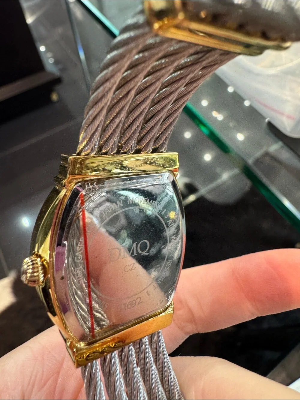 New DMQ Women's Two-Tone Cable Bangle Watch Crystal Bezel MOP Tone Dial